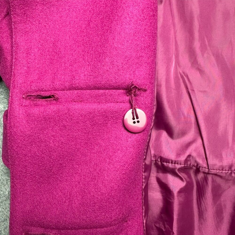 Green‎ With Envy Peacoat 1X Hot Pink Twee Barbiecore Coquette Mod Wool Blend - Picture 12 of 12